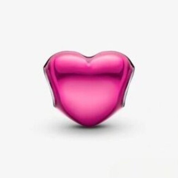 New Pandora Metallic Pink Heart Charm - Picture 2 of 4